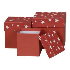 Set of 3 Red Star Print Storage Boxes